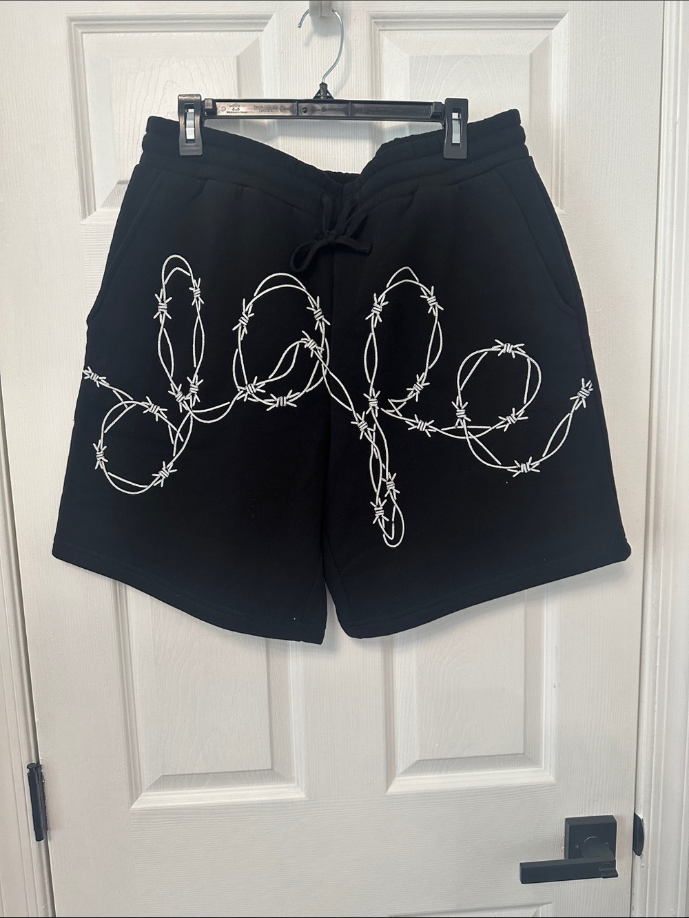 Fashion Nova Black Men's Barbed Wire Graphic Shorts